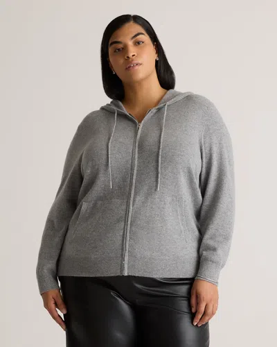 Quince Women's Mongolian Cashmere Full-zip Hoodie In Heather Grey