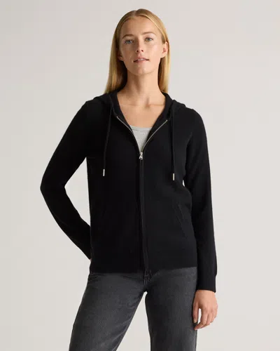 Quince Women's Mongolian Cashmere Full-zip Hoodie Jacket In Black
