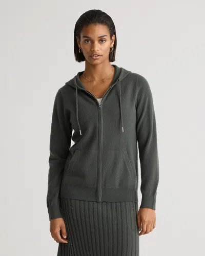 Quince Women's Mongolian Cashmere Full-zip Hoodie In Moss