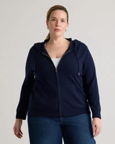 Quince Women's Mongolian Cashmere Full-zip Hoodie In True Navy