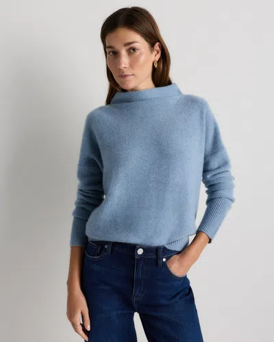 Quince Women's Mongolian Cashmere Funnel Neck Sweater In Blue