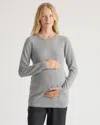 Quince Women's Mongolian Cashmere Maternity Crewneck Sweater In Heather Grey