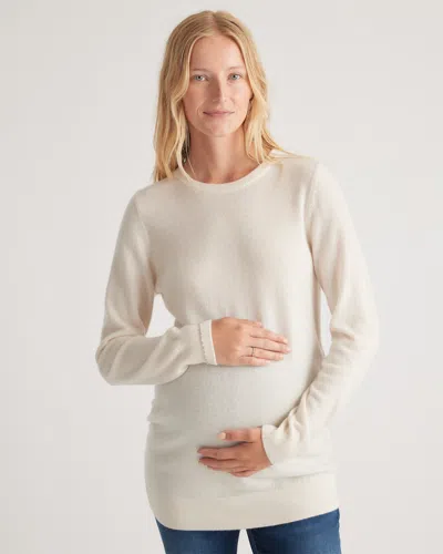 Quince Women's Mongolian Cashmere Maternity Crewneck Sweater In Ivory