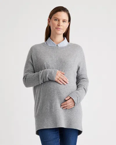 Quince Women's Mongolian Cashmere Maternity Oversized Batwing Sweater In Heather Grey
