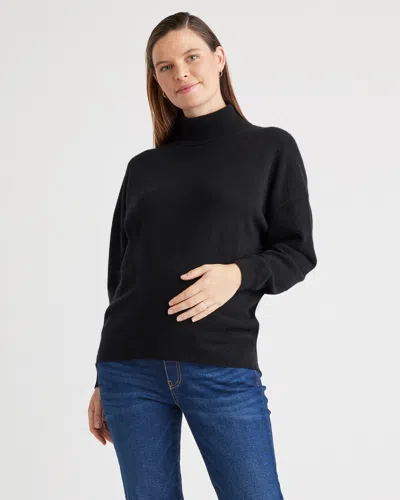 Quince Women's Mongolian Cashmere Maternity Turtleneck Sweater In Black