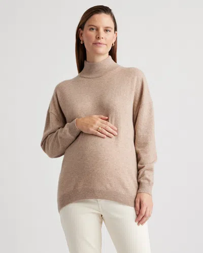 Quince Women's Mongolian Cashmere Maternity Turtleneck Sweater In Oatmeal