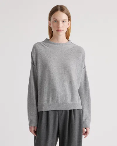Quince Women's Mongolian Cashmere Mock Neck Sweater In Heather Grey