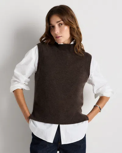 Quince Women's Mongolian Cashmere Mock Neck Sweater Vest In Brown