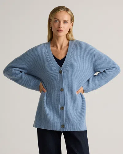Quince Women's Mongolian Cashmere Oversized Boyfriend Cardigan Jumper In Faded Denim