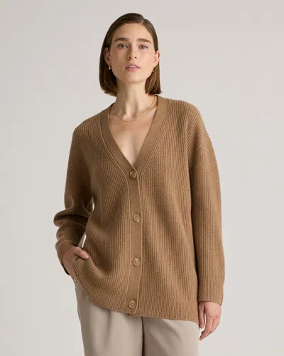 Quince Women's Mongolian Cashmere Oversized Boyfriend Cardigan Jumper In Teak
