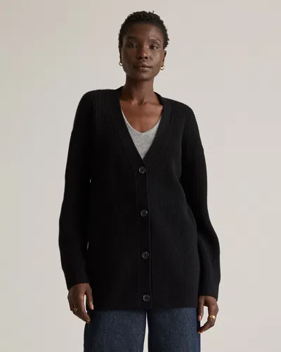 Quince Women's Mongolian Cashmere Oversized Boyfriend Cardigan Sweater In Black