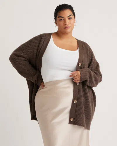 Quince Women's Mongolian Cashmere Oversized Boyfriend Cardigan Sweater In Brown