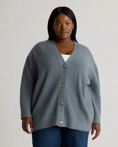Quince Women's Mongolian Cashmere Oversized Boyfriend Cardigan Sweater In Dusty Blue