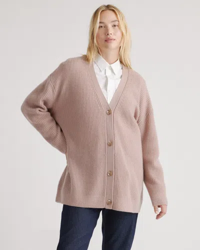 Quince Women's Mongolian Cashmere Oversized Boyfriend Cardigan Sweater In Mink Pink