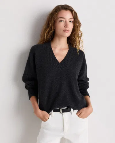 Quince Women's Mongolian Cashmere Oversized V-neck Sweater In Black
