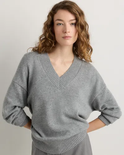 Quince Women's Mongolian Cashmere Oversized V-neck Sweater In Gray
