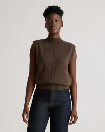 Quince Women's Mongolian Cashmere Padded-shoulder Sweater Tank Top In Brown