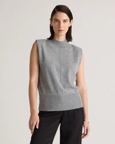 Quince Women's Mongolian Cashmere Padded-shoulder Sweater Tank Top In Heather Grey