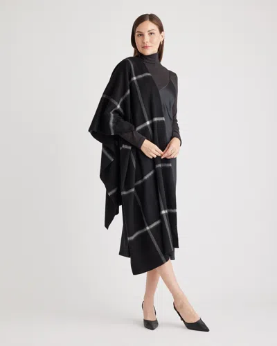 Quince Women's Mongolian Cashmere Plaid Wrap In Black/grey/ivory Plaid