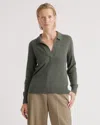 Quince Women's Mongolian Cashmere Polo Sweater In Moss