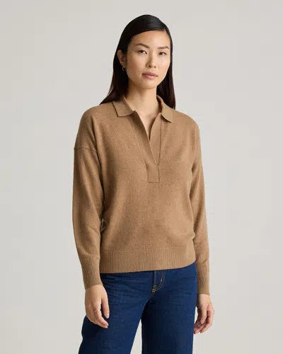 Quince Women's Mongolian Cashmere Polo Sweater In Teak