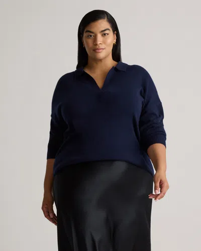 Quince Women's Mongolian Cashmere Polo Sweater In True Navy