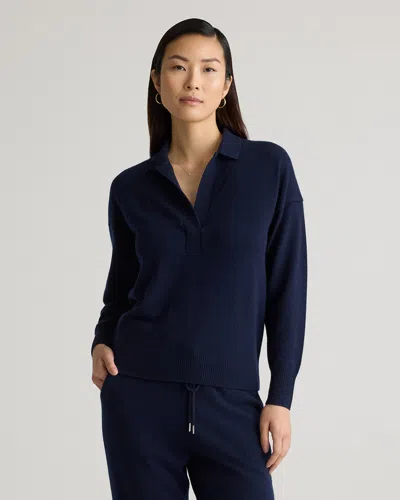 Quince Women's Mongolian Cashmere Polo Sweater In True Navy