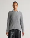 Quince Women's Mongolian Cashmere Relaxed Wide-rib Crewneck Sweater In Heather Grey