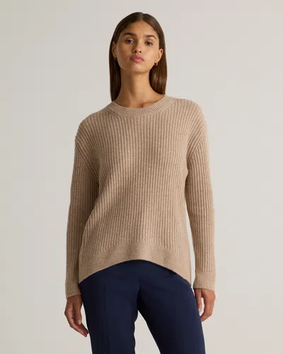 Quince Women's Mongolian Cashmere Relaxed Wide-rib Crewneck Sweater In Oatmeal