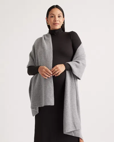 Quince Women's Mongolian Cashmere Ribbed Wrap In Heather Grey