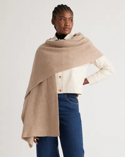 Quince Women's Mongolian Cashmere Ribbed Wrap In Oatmeal