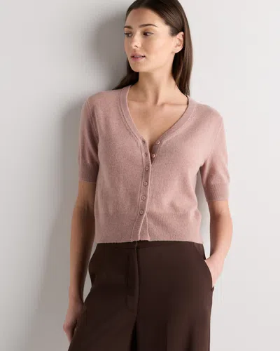 Quince Women's Mongolian Cashmere Short Sleeve Cardigan Sweater