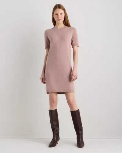 Quince Women's Mongolian Cashmere Short Sleeve Mini Dress In Pink
