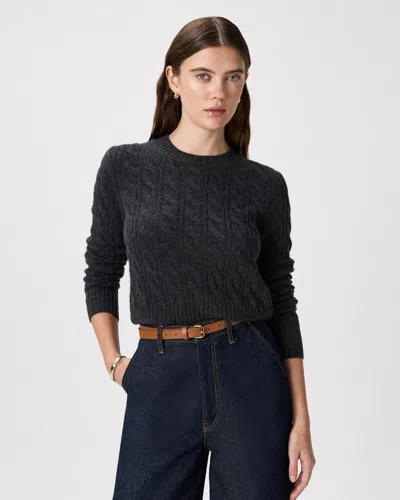 Quince Women's Mongolian Cashmere Shrunken Cable Crewneck Sweater In Gray