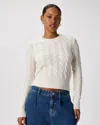 Quince Women's Mongolian Cashmere Shrunken Cable Crewneck Sweater In White