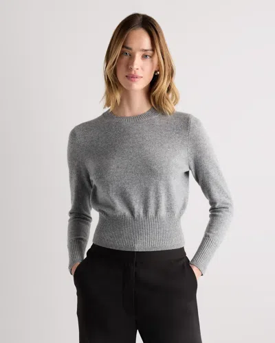 Quince Women's Mongolian Cashmere Shrunken Crewneck Sweater In Gray