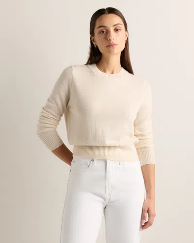 Quince Women's Mongolian Cashmere Shrunken Crewneck Sweater In White