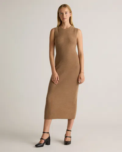 Quince Women's Mongolian Cashmere Sleeveless Midi Dress In Teak Brown