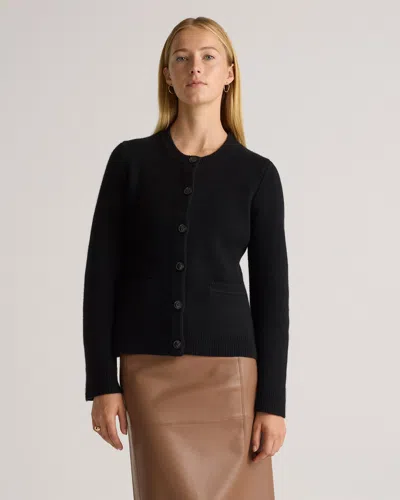 Quince Women's Mongolian Cashmere Structured Cardigan Sweater In Black