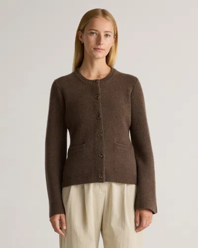 Quince Women's Mongolian Cashmere Structured Cardigan Sweater In Brown