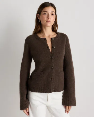 Quince Women's Mongolian Cashmere Structured Cardigan Sweater In Brown