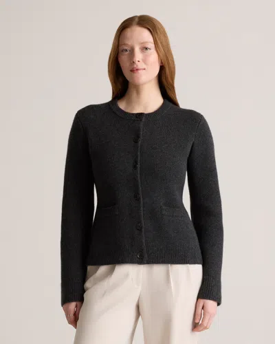 Quince Women's Mongolian Cashmere Structured Cardigan Sweater In Heather Charcoal