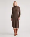 Quince Women's Mongolian Cashmere Turtleneck Midi Sweater Dress In Brown