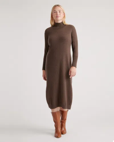 Quince Women's Mongolian Cashmere Turtleneck Midi Sweater Dress In Brown
