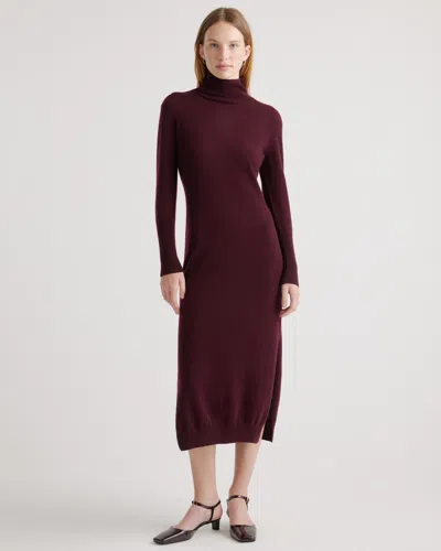 Quince Women's Mongolian Cashmere Turtleneck Midi Sweater Dress In Burgundy