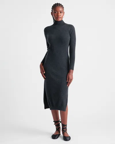 Quince Women's Mongolian Cashmere Turtleneck Midi Sweater Dress In Charcoal