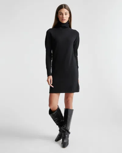 Quince Women's Mongolian Cashmere Turtleneck Sweater Dress In Black