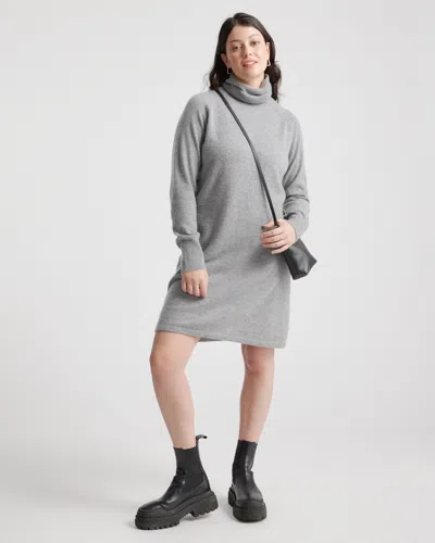 Quince Women's Mongolian Cashmere Turtleneck Sweater Dress In Heather Grey