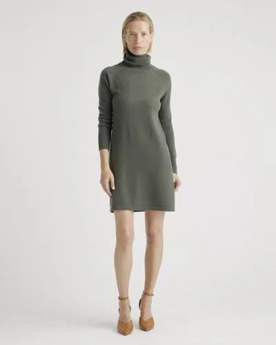 Quince Women's Mongolian Cashmere Turtleneck Sweater Dress In Moss