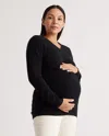 Quince Women's Mongolian Cashmere V-neck Maternity Sweater In Black